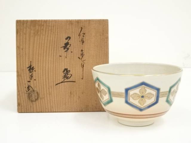 【中古】【茶道具】京焼　加藤松香造　仁清亀甲茶碗（共箱）【送料無料】