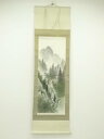 【中古】【ゴールデンウィークセール60%オフ】【書画】緑水筆 彩色山水 肉筆絹本掛軸【送料無料】掛け軸 床の間 書 おしゃれ 絵画 表具 芸術 茶道 年中掛け ...