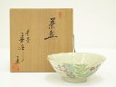 【中古】【茶道具】京焼 井上春峰造 色絵草花茶碗(共箱)【送料無料】茶道 抹茶 おしゃれ 抹茶茶碗 抹茶碗 和食器 レトロ 茶器 骨董 茶わん 茶会 茶の湯