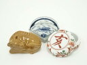 【中古】【ゴールデンウィークセール10%オフ】【香道】染付・干支丑・干支亥丸 香合3点セット【送料無料】茶道具 茶道 香道 香道具 おしゃれ かわいい アンティ...