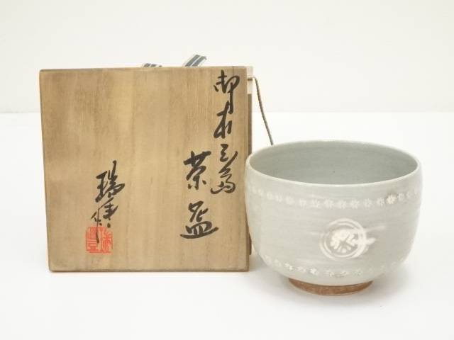 【中古】【茶道具】京焼　河合瑞豊造　御本三島茶碗（共箱）【送料無料】茶道 抹茶 おしゃれ 抹茶茶碗 抹茶碗 和食器 レトロ 茶器 骨董 茶わん 茶会 茶の湯 5月 春