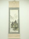 【中古】【ゴールデンウィークセール10%オフ】【書画】春水筆 彩色山水 肉筆絹本掛軸【送料無料】掛け軸 床の間 書 おしゃれ 絵画 表具 芸術 茶道 年中掛け ...