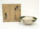 【中古】【茶道具】山口錠鉄造 織部平茶碗(共箱)【送料無料】茶道 抹茶 おしゃれ 抹茶茶碗 抹茶碗 和食器 レトロ 茶器 骨董 茶わん 茶会 茶の湯 夏 5月 11月 春 秋