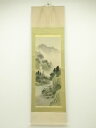 【中古】【ゴールデンウィークセール60%オフ】【書画】田中桂月筆 彩色山水 肉筆絹本掛軸(共箱)【送料無料】掛け軸 床の間 書 おしゃれ 絵画 表具 芸術 茶道...
