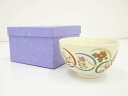 【中古】【ゴールデンウィークセール10%オフ】【茶道具】京焼 宮地英香造 花紋茶碗(箱付)【送料無料】茶道 抹茶 おしゃれ 抹茶茶碗 抹茶碗 和食器 レトロ 茶...