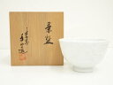【中古】【ゴールデンウィークセール45%オフ】【茶道具】出石焼 永澤永山造 白磁草花彫茶碗(共箱)【送料無料】茶道 抹茶 おしゃれ 抹茶茶碗 抹茶碗 和食器 レ...