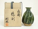 【中古】【陶芸・陶器】織部焼 加藤掴也造 徳利(共箱)【送料無料】酒器 おしゃれ かわいい 酒 日本酒 和食 懐石 骨董 とっくり インテリア 茶事 茶道 茶道...