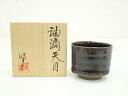 【中古】【陶芸・陶器】美濃焼 加藤時蔵造 油滴天目ぐい呑(共箱)【送料無料】ぐい呑み ぐい飲み おしゃれ かわいい 器 酒器 骨董 食器 ディスプレイ インテリ...