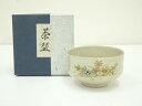 【中古】【茶道具】薩摩焼 荒木幹二郎造 色絵草花茶碗(箱付)【送料無料】茶道 抹茶 おしゃれ 抹茶茶碗 抹茶碗 和食器 レトロ 茶器 骨董 茶わん 茶会 茶の湯