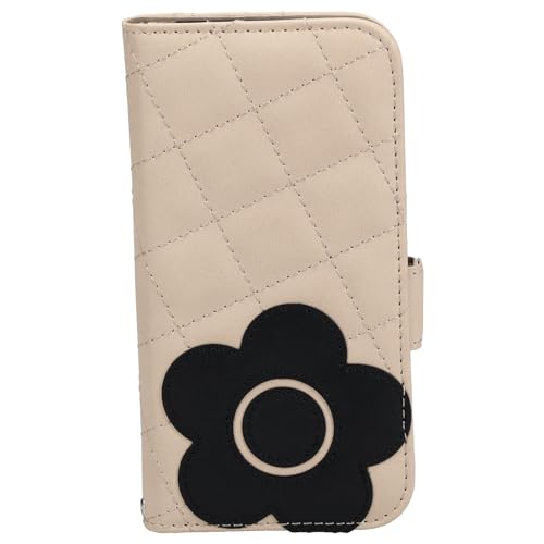 マリークヮント スマホショルダー レディース MARY QUANT マリークヮント iPhone 15 14 ケース スマホ 携帯 レディース スタンド PU QUILT LEATHER BOOK TYPE CASE アイボリー/ブラック