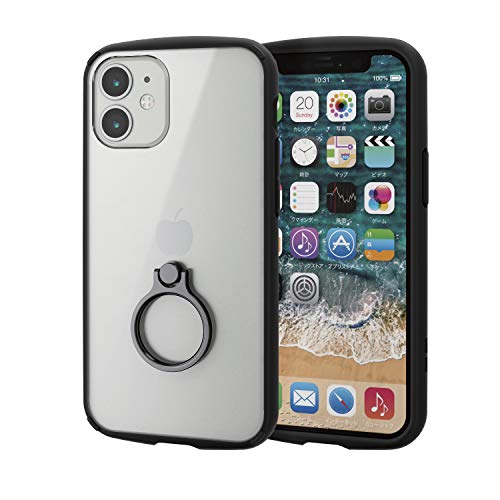 エレコム iPhone 12 mini ケース ハイブリッド 耐衝撃 TOUGHSLIM LITE フレームカラー リング付 ブラッ..