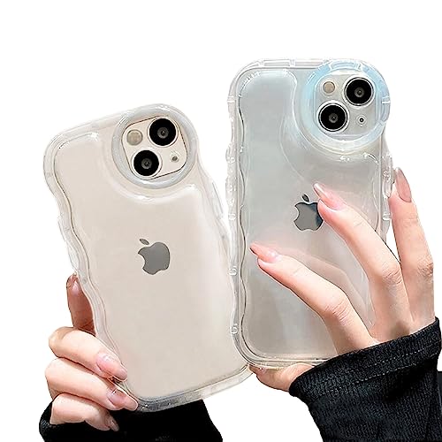 saymi s クリア ウェーブ おしゃれ 韓国 iPhone15pro ケース アクスタ収納 推し活にぴったり 手にフィット 透明 可愛い シンプル (iPhone15pro)