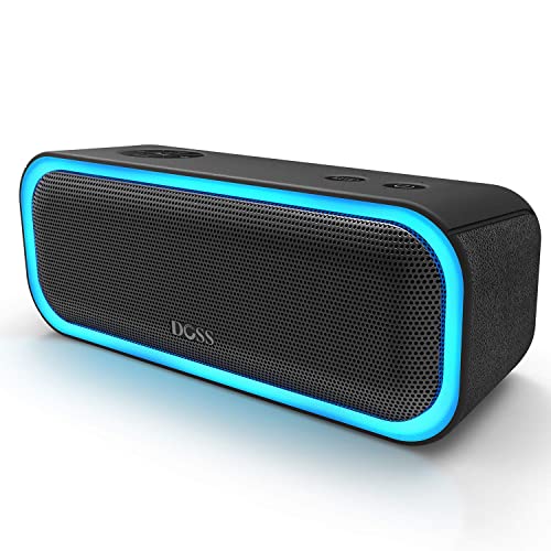 DOSS SoundBox Pro Bluetooth スピーカー 20W イルミネーション機能 20時間再生 IPX6防水 パッシブラジエーター搭載 ブルートゥーススピーカー 強化された低音 ポータブル ワイヤレスステレオ Aux/TFカード対応/風