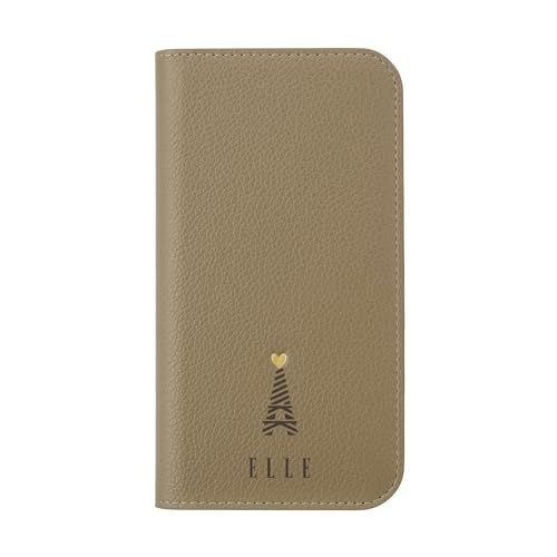 ELLE iPhone 15 ケース 手帳型 Folio Case 正規品 エル (Greige)