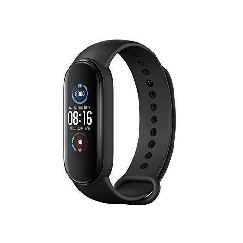 シャオミ スマートウォッチ メンズ Xiaomi Mi Band 5スマートバンド、アクティビティメーター付きスマートウォッチ、歩数計、心拍数モニター、健康管理、睡眠モニター、防水、着信通知、音楽再生コントロール