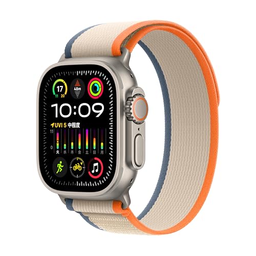 Apple Watch Ultra 2 GPS + Cellularモデル - 49mmチタニウムケースとオレンジ/ベージュトレイルループ - S/M