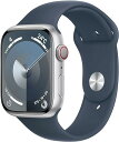 Apple Watch Series 9 GPS + Cellularモデル - 45mmシルバーアルミニウムケースとストームブルースポーツバンド - M/L