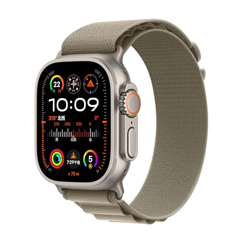 Apple Watch Ultra 2 GPS + Cellularモデル - 49mmチタニウムケースとオリーブアルパインループ - L
