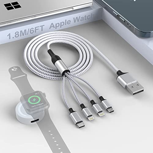 AbvEHb` [dP[uAUSB@\1.8M / 6Ftjo[TCv[d+2 * Lightning +^CvC + Micro USB Nylon Braided iPhone Cord Adapter for Apple Watc