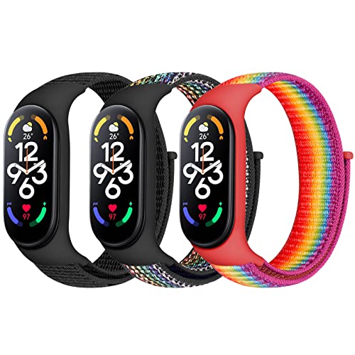 Bcuckood ナイロン時計バンド Xiaomi Mi Band 7/6/5/4/3/Amazfit Band 5 と互換性あり、調節可能で ス..