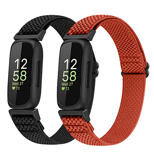 JMIO 2 パック 調節可能な弾性ナイロン スポーツバンド Fitbit Inspire 3/2/1/Inspire HR/Inspire Ace ..