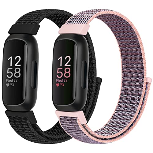 Bcuckood 時計バンド Fitbit Inspire 3/Inspire 2/Inspire HR/Inspire/Fitbit Ace 3/Ace 2 ナイロン スポーツループ 通気性 調節可能な交換用リストバンド ストラップ レディース