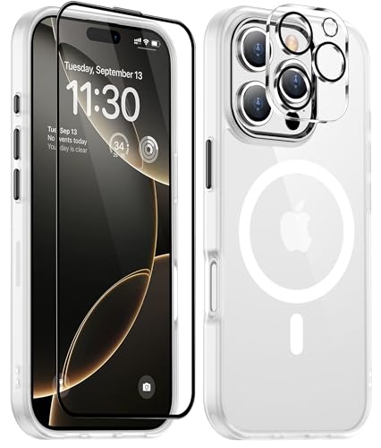 iPhone 16 Pro ケース ホワイト Magsafe対応 カメラレンズ保護付き アイフォン16Pro ケース 米軍MIL規格 耐衝撃 ストラップホール付き 耐久性 黄変防止 いphone16 pro ケース ワイヤレス充電対応 あいほん16Pr