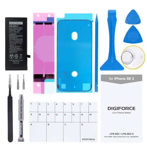 DIGIFORCE for iPhone SE2 第2世代 大容量 互換 バッテリー 2250mAh PSEマーク表示 取付説明書 日本語 /工具/バッテリーシール/マグネットシート/防水 防塵 テープ 付属 (工具セット)