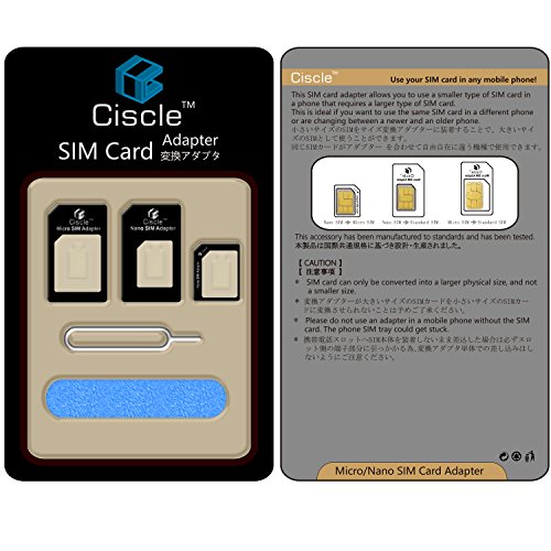 Ciscle Nano SIM MicroSIM 変換アダプター 4点セット iPhone5S/5C/5/4S/4/3GS/3 xperia スマホ 拡張 便利 micro 全部入り 交換 代替 (ブラック)