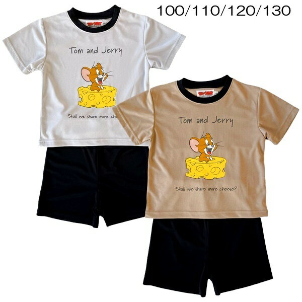 パジャマ トムとジェリー 子供 半袖 メッシュ ルームウェア 半袖Tシャツ＆五分丈 100 110 120 130 夏 キャラクター グッズ