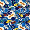 【在庫限り】プラレール ハニカム柄 プリントキルト生地 50cmカットクロス 約105×50cm 入園入学【1点までゆうパケット可能】