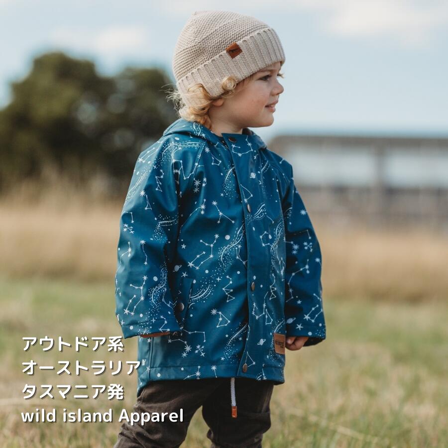 キッズ レインコート アウトドア ジャケット wild island インポート ブランド 子供 男の子 女の子 デザイン かわいい おしゃれ かっこいい コート プレゼント オーストラリア ネイビー 防寒 上着 紺 星 星座 小学生 4歳 5歳 6歳 7歳 8歳 9歳 雨具 レインジャケット