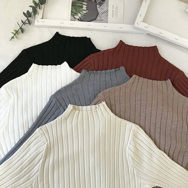 セーター レディース ニット トップス リブ ハイネック タートルネック 長袖 大人 カジュアル 送料無料