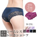 【選べる3点購入で半額1,290円】【到着後レビューを書いて半額クーポン】ショーツ 3枚 セット シームレス ストレッチ 快適 無地 レースパンツ ノーライン ...