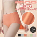 ショーツ ハイウエスト 3枚セット レディース インナー 下着 パンツ 起毛 暖か ヒップアップ 伸縮性 柔らかい シームレス 響かない 温活 秋 冬 無地 薄手 腹巻き 保温 防寒 冷え対策 抗菌 送料無料