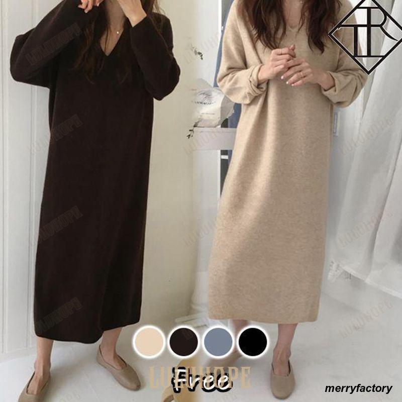 ワンピース レディース ニットワンピース 秋冬 ロングワンピース 長袖 秋 ニット ワンピース 大きいサ..