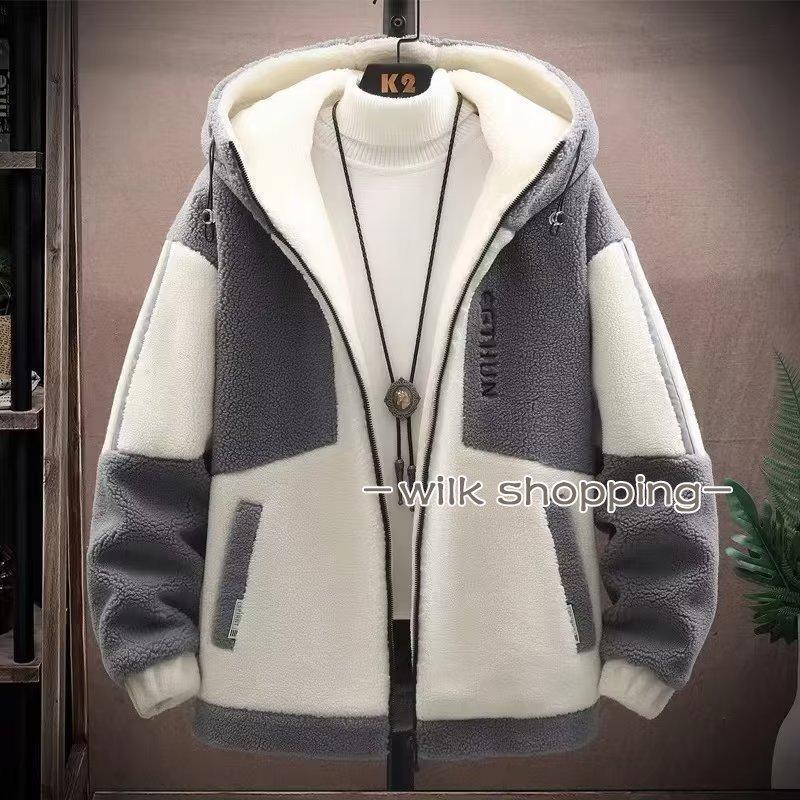 ボア メンズ フリース ボアアウター パーカー 裏起毛 ジャンパー フード付き もこもこ 防寒 厚手 暖かい ゆったり 通学 通勤