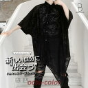 シャツ 半袖 ドルマンスリーブシャツ メンズ ブラウス アシンメトリ 透け感 シアーシャツ ビッグシルエット 韓国 ファッション ゆったり レディース