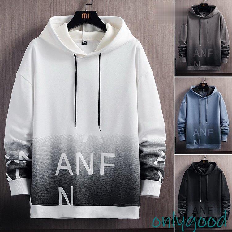 プルオーバーパーカー メンズ パーカー グラデーション 長袖 ロゴ トップス 秋服 秋物2023　秋 新作