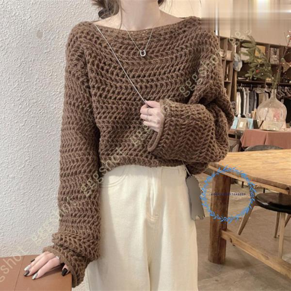 サマーニット レディース ニット 透かし彫り トップス 秋ニット メッシュ 薄手 長袖 ゆったり アウター 体型カバー セーター 日焼け止め服 紫外線対策