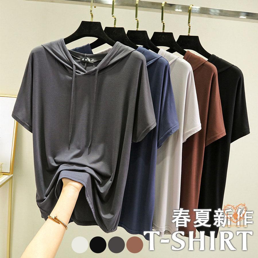 Tシャツ 半袖 レディース カットソー フード付き ゆったり カジュアル おしゃれ 体型カバー トップス ..