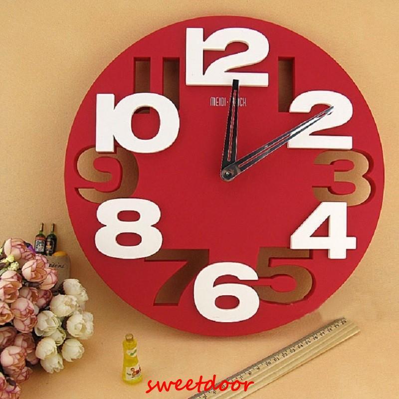 壁掛け時計 おしゃれ モダン 3D アート 立体 ホワイト レッド グリーン ブラック ナンバー ラウンド ウ..
