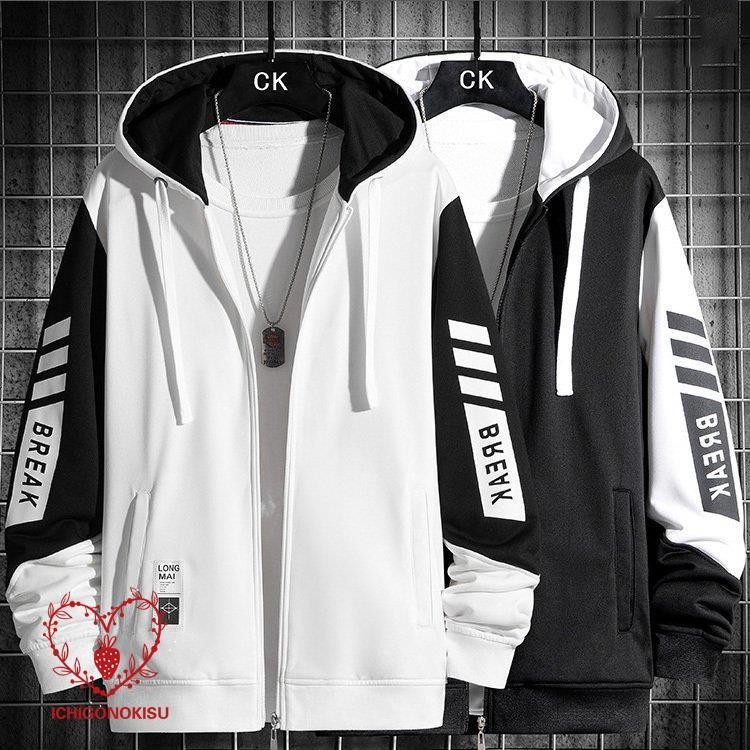 パーカー メンズ ジップアップパーカー おしゃれ ホワイト 秋服 フード付き トップス スポーツ ジャケ..