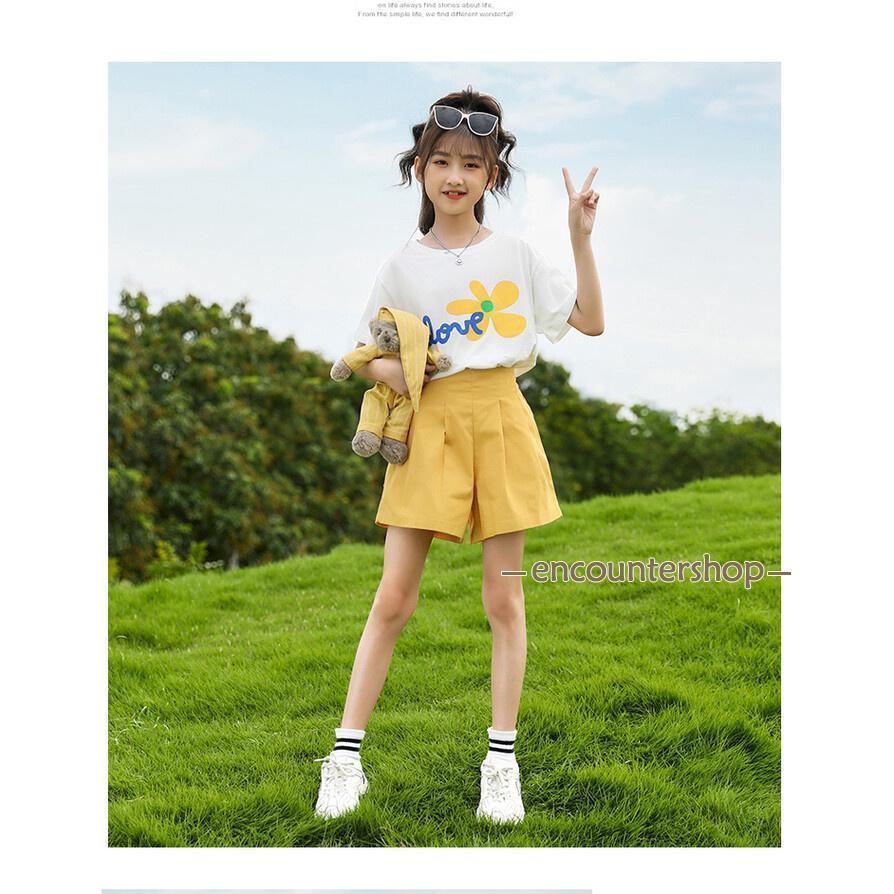 子供服 セットアップ キッズ 半袖 女の子 ブラウス トップス シャツ パンツ 子供 ショートパンツ おしゃれ 可愛い カジュアル おしゃれ 春夏 上下セット 薄手 2