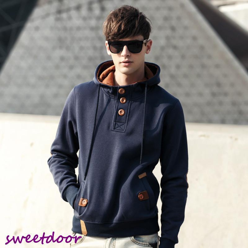 パーカー メンズ プルオーバーパーカー 長袖 フード付き ボタンパーカー ハイネック トップス スウェッ..