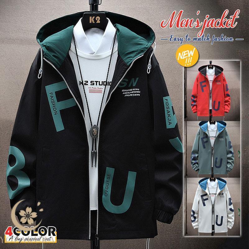 マウンテンパーカー メンズ ウィンドブレーカー フード付 文字 ブルゾン パーカー ジャケット ジップア..