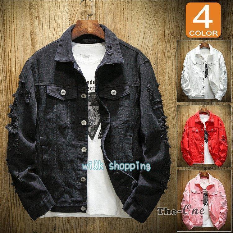 デニムジャケット Gジャン ジージャン メンズ アウター ブルゾン ジャケット ダメージ加工 秋 春 デニ..