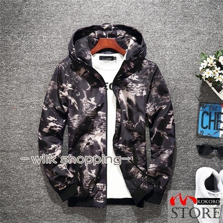 ジャケット メンズ マウンテンパーカー 迷彩柄 軽量 防風 ウインドブレーカー ジップアップ パーカー 運動 ライトアウター 撥水 春 秋