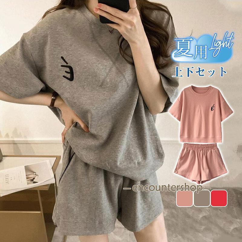パジャマ レディース ルームウェア セットアップ 上下セット 半袖 夏用 ショートパンツ 薄手 ゆったり ..