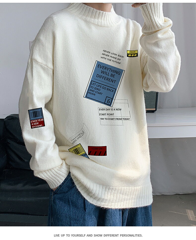 セーター メンズ 長袖 ニットセーター 英字 ロゴ クルーネック 長袖ニット トップス ニットソー 大きい..